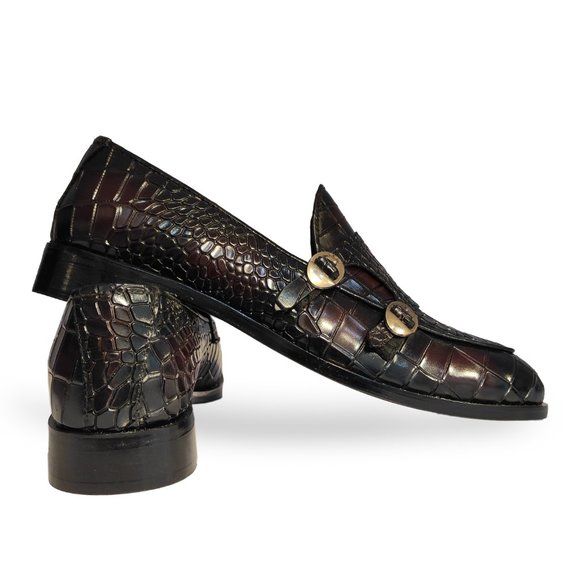 Bashwood Handmade Crocodile Style Men's Leather Loafer - Picture 3 of 4